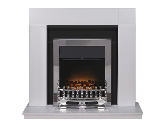 Adam Malmo in Pure White & Black/Pure White with Blenheim Electric Fire in Chrome, 39 Inch