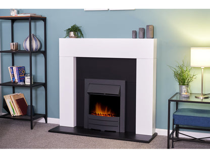 Adam Miami Fireplace Pure White & Black + Colorado Electric Fire Black, 48"