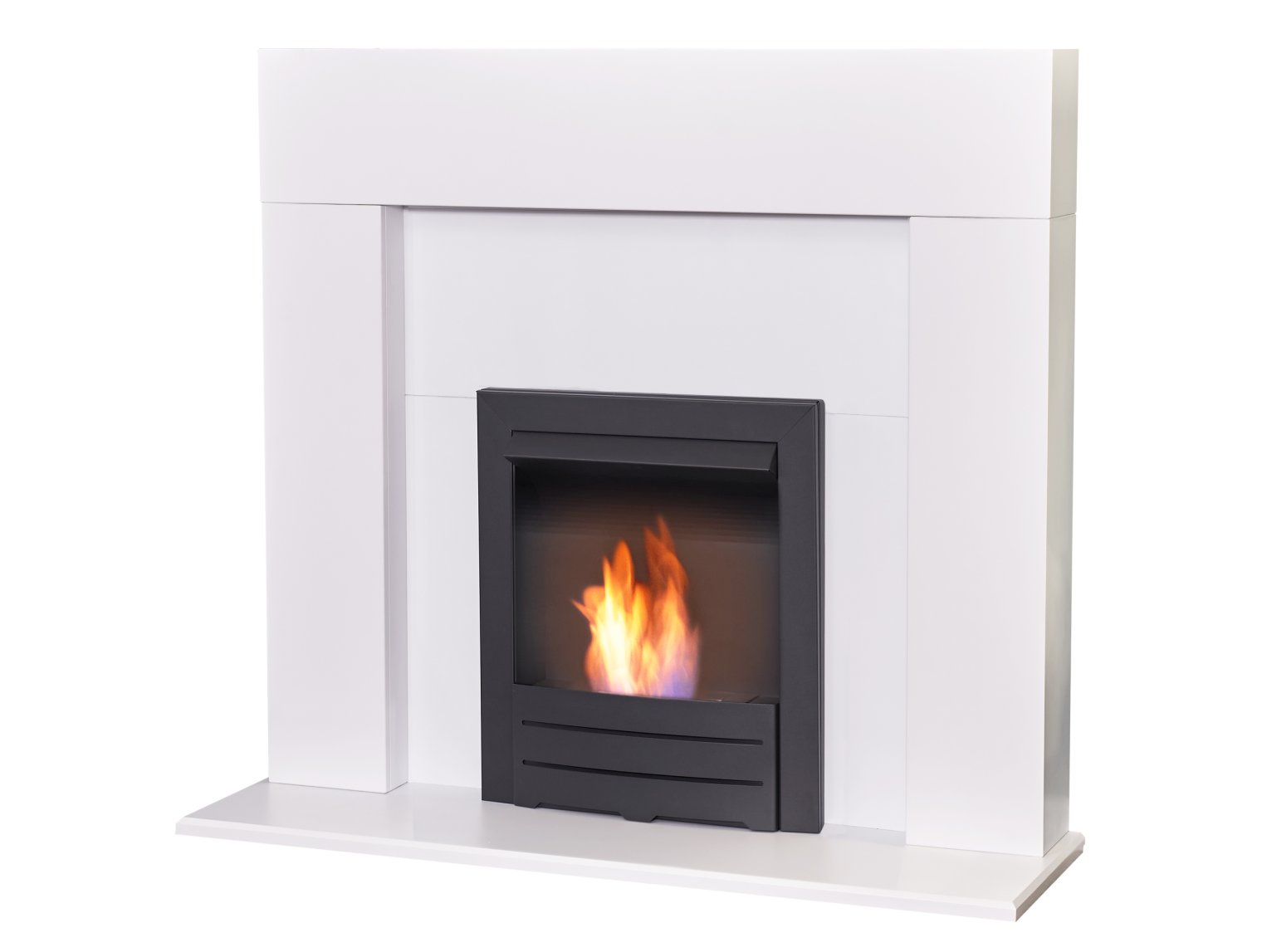 Adam Miami Fireplace Pure White + Colorado Bio Ethanol Fire Black, 48"