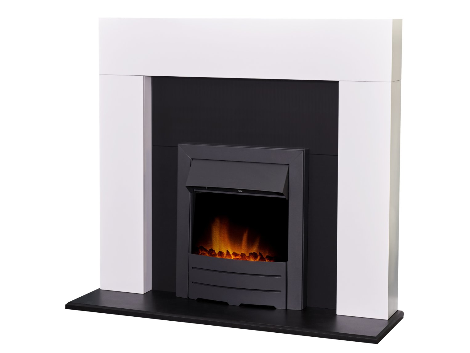 Adam Miami Fireplace Pure White & Black + Colorado Electric Fire Black, 48"