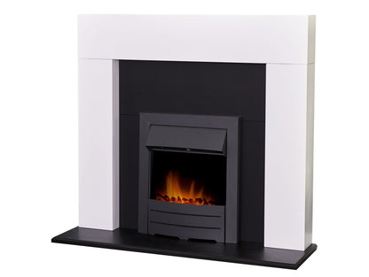Adam Miami Fireplace Pure White & Black + Colorado Electric Fire Black, 48"