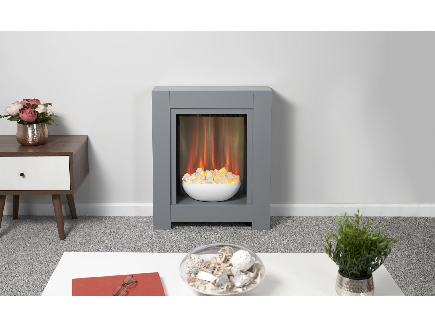 Adam Monet Fireplace Suite Grey + Electric Fire, 23"
