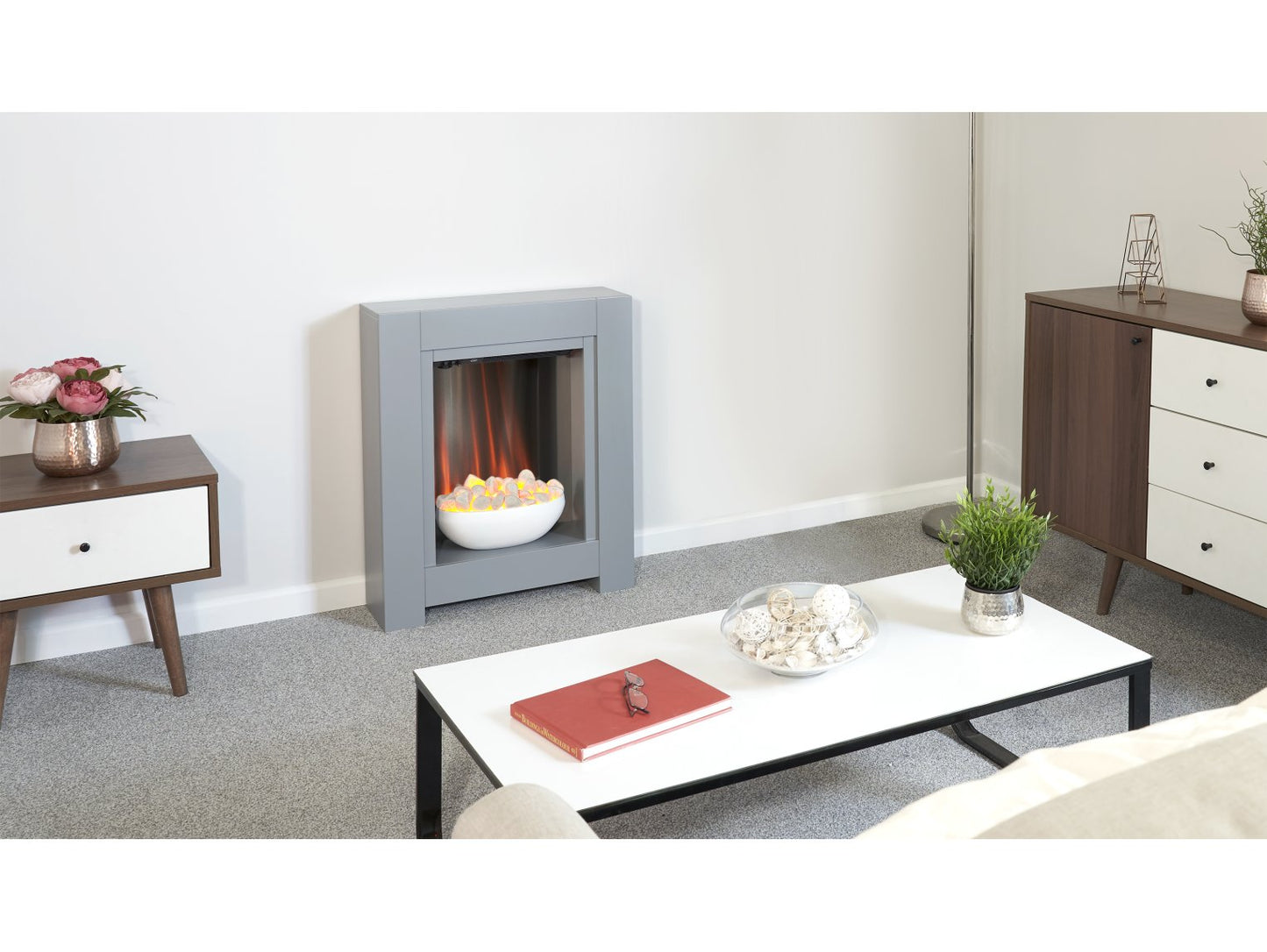 Adam Monet Fireplace Suite Grey + Electric Fire, 23"