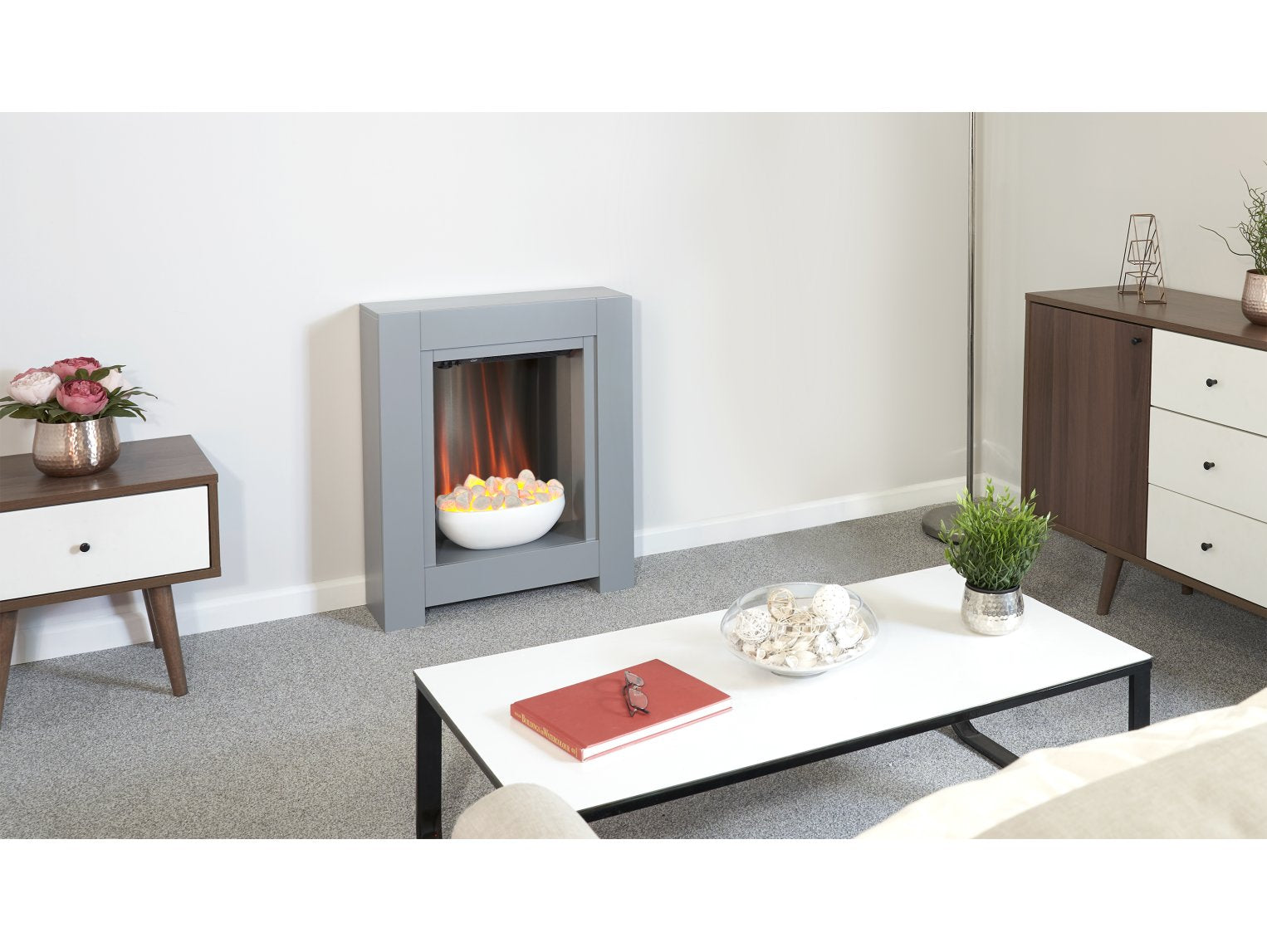 Adam Monet Fireplace Suite Grey + Electric Fire, 23"