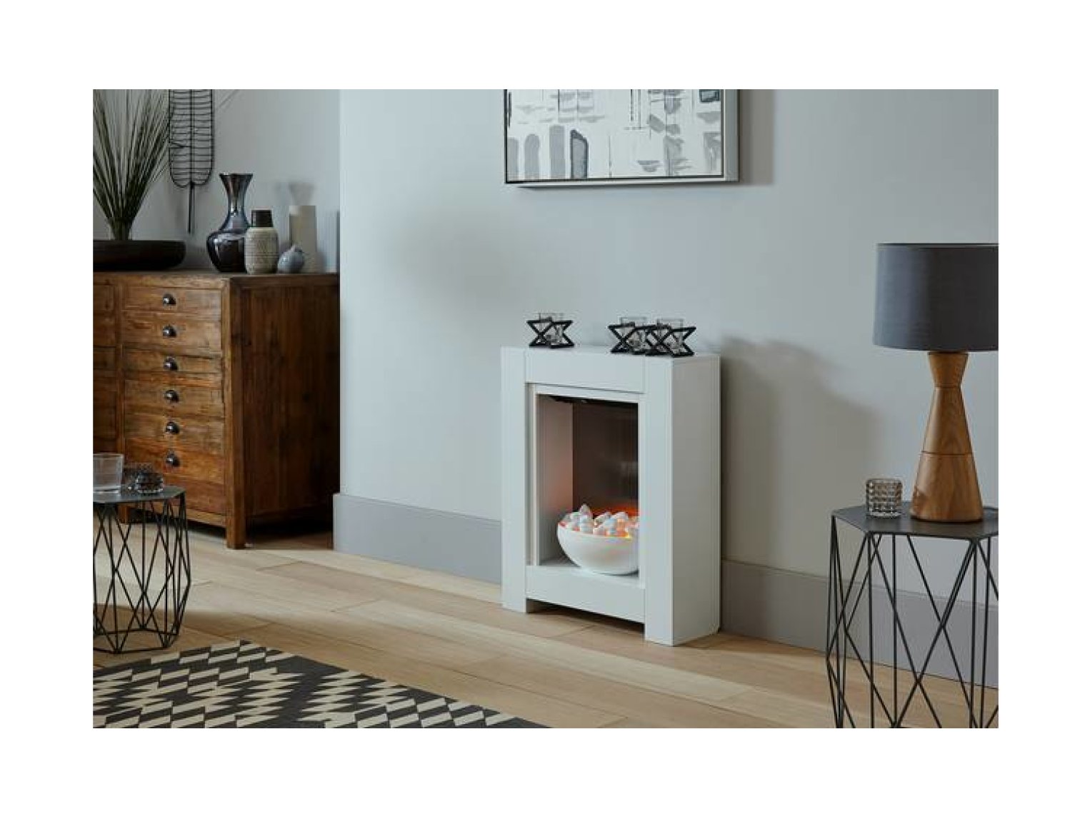 Adam Monet Fireplace Suite Pure White + Electric Fire, 23"
