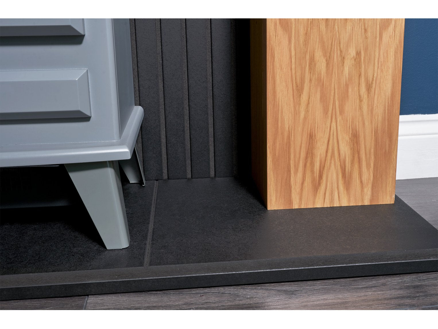 Adam New England Stove Fireplace Oak & Black + Hudson Electric Stove Grey, 48"