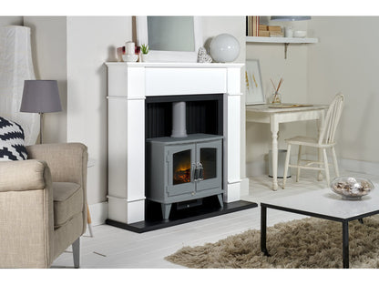 Adam Oxford Stove Suite Pure White + Woodhouse Electric Stove Grey, 48"