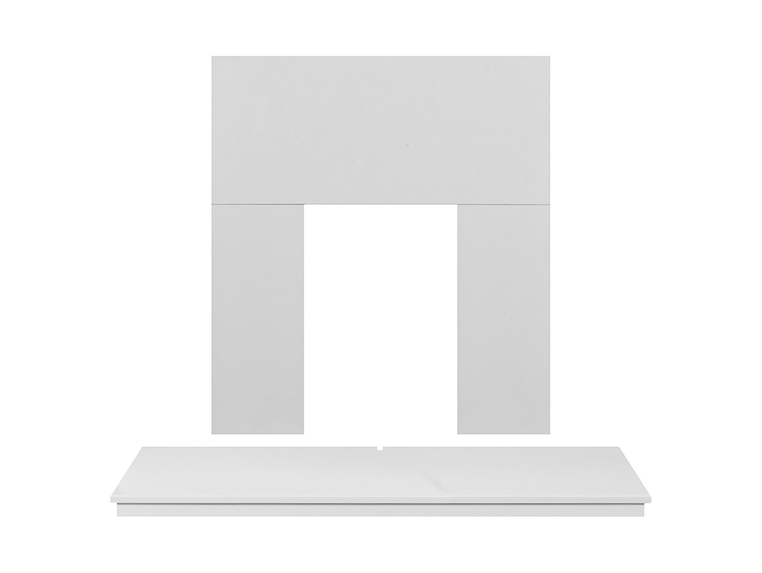 Adam Pure White Wooden Back Panel & Hearth, 54 Inch