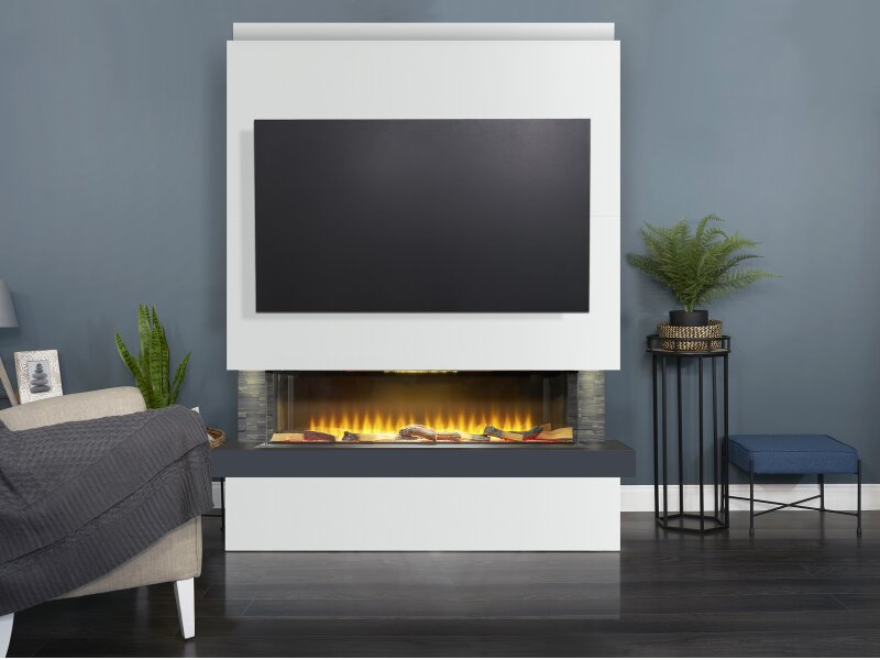 Adam Sahara Pre-Built Media Wall Fireplace Package 4