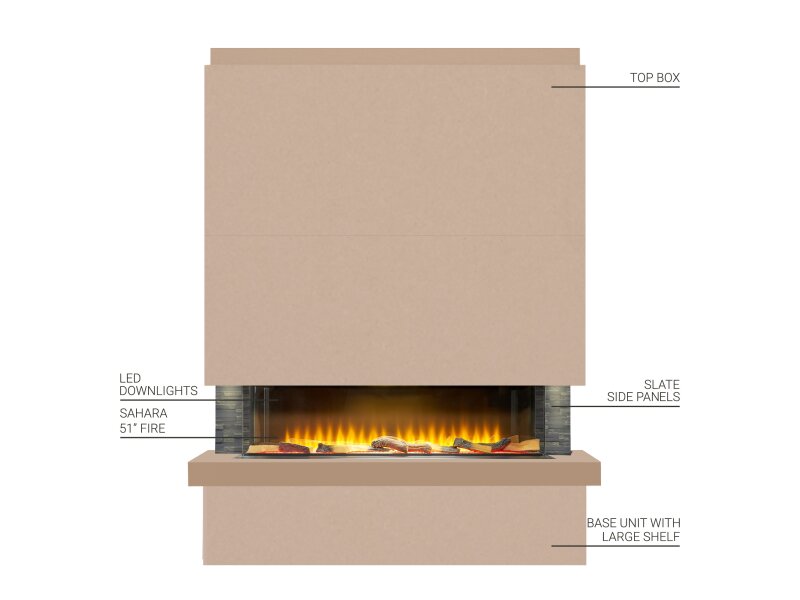 Adam Sahara Pre-Built Media Wall Fireplace Package 4