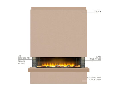 Adam Sahara Pre-Built Media Wall Fireplace Package 4