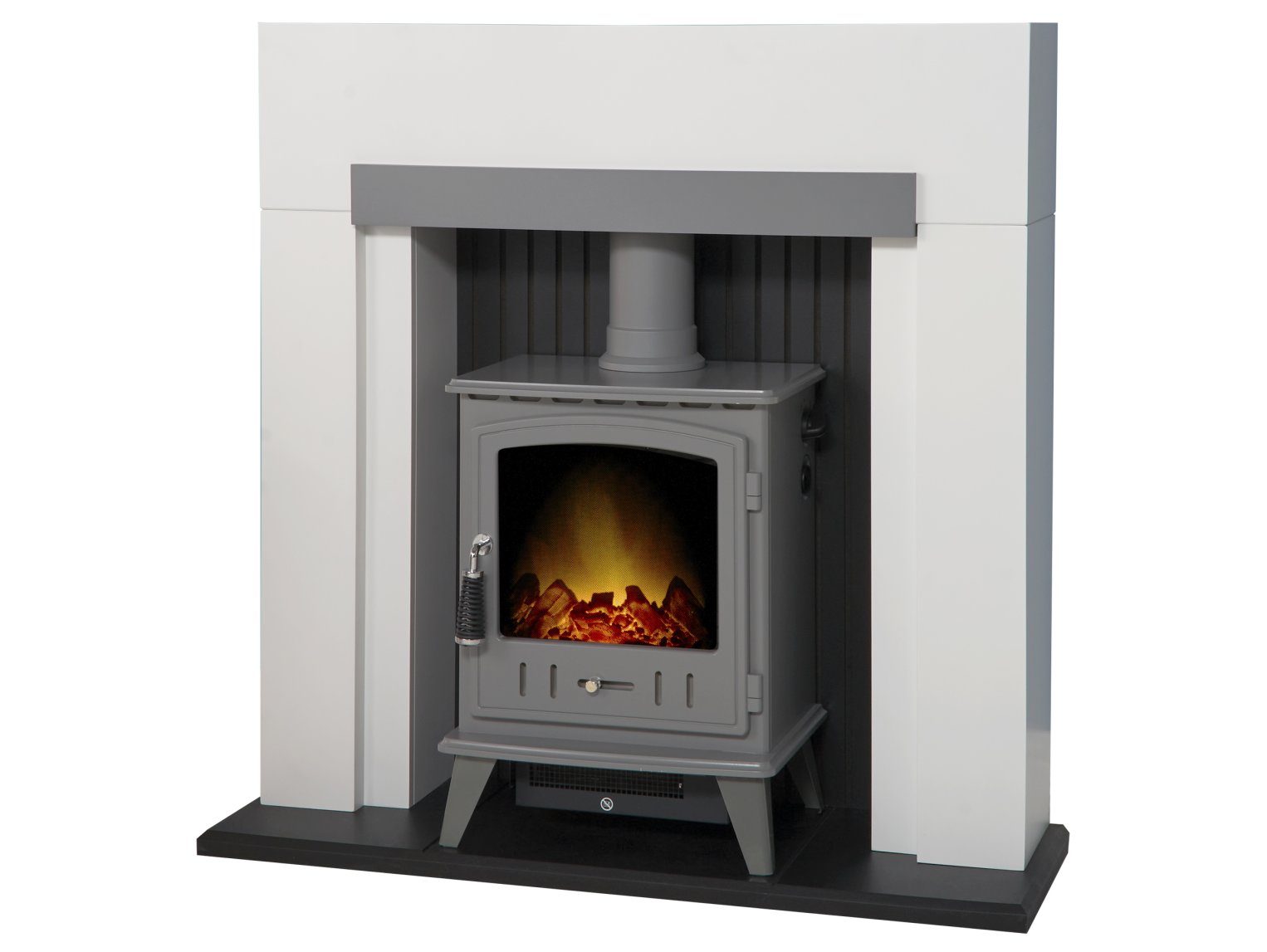 Adam Salzburg Pure White & Grey + Aviemore Electric Stove Grey Enamel, 39"