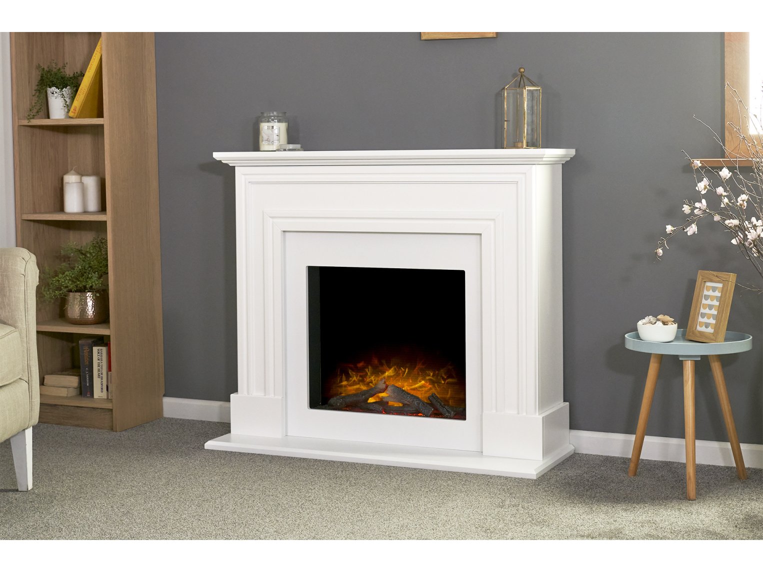 Adam Sandwell Electric Fireplace Suite Pure White, 44"