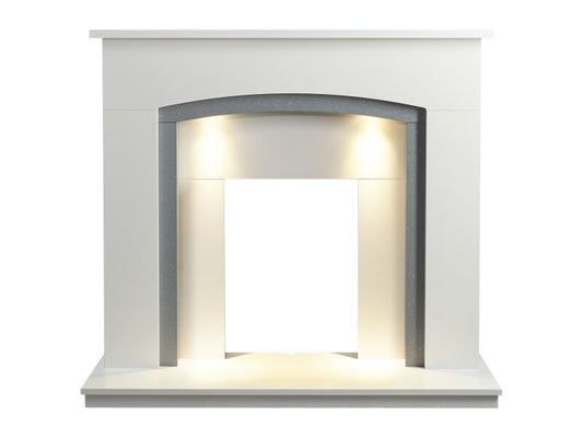 Adam Savanna Fireplace in Pure White & Grey 48"