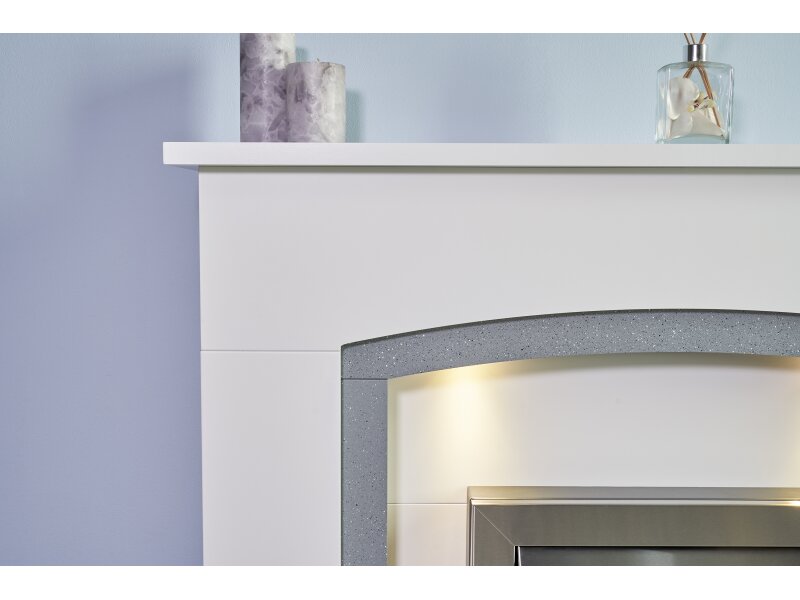 Adam Savanna Fireplace in Pure White & Grey 48"