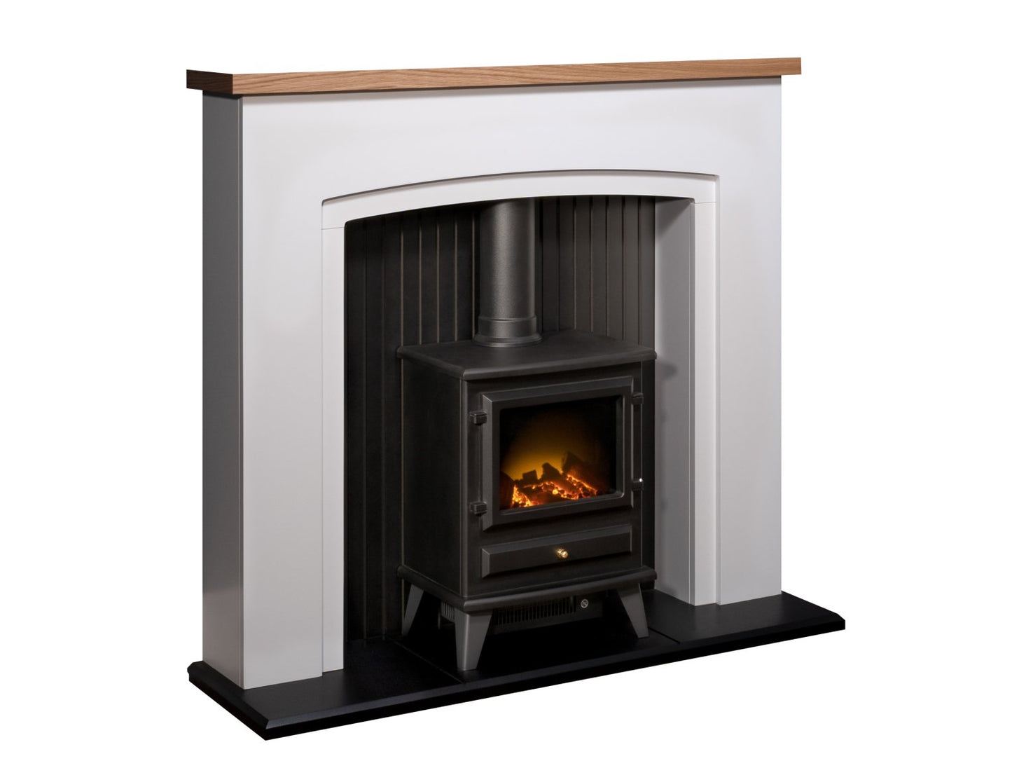 Adam Siena Stove Suite Pure White + Hudson Electric Stove Black, 48"