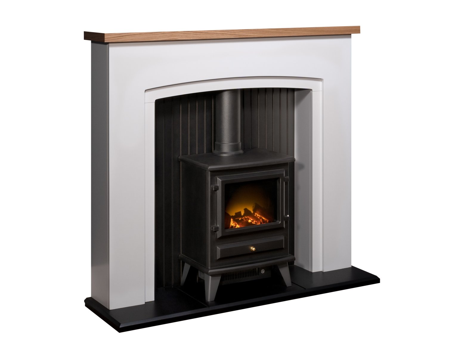Adam Siena Stove Suite Pure White + Hudson Electric Stove Black, 48"