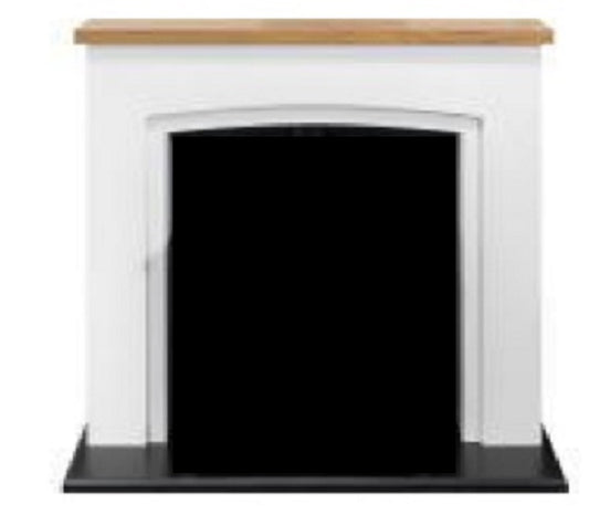 Adam Siena Pure White with Oak & Black Stove Suite, 48 Inch