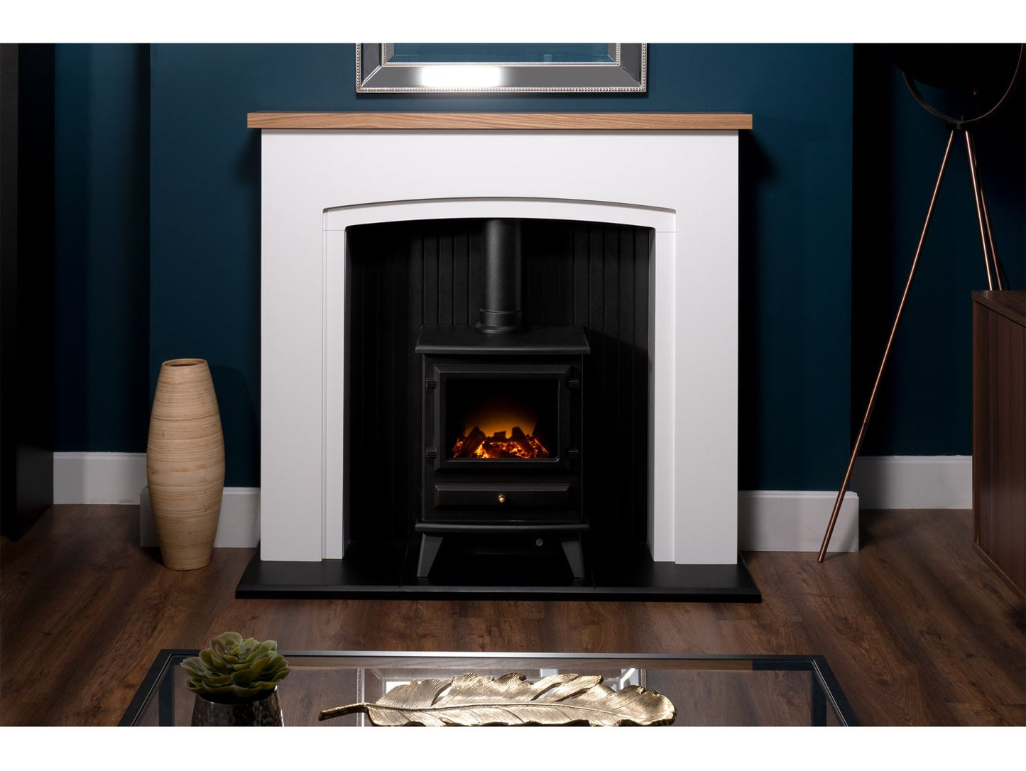 Adam Siena Stove Suite Pure White + Hudson Electric Stove Black, 48"