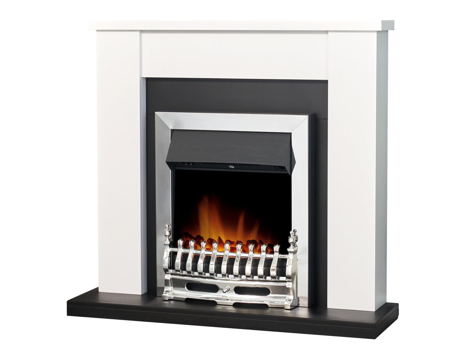Adam Solus Fireplace Suite Black and White + Blenheim Electric Fire Chrome, 39"