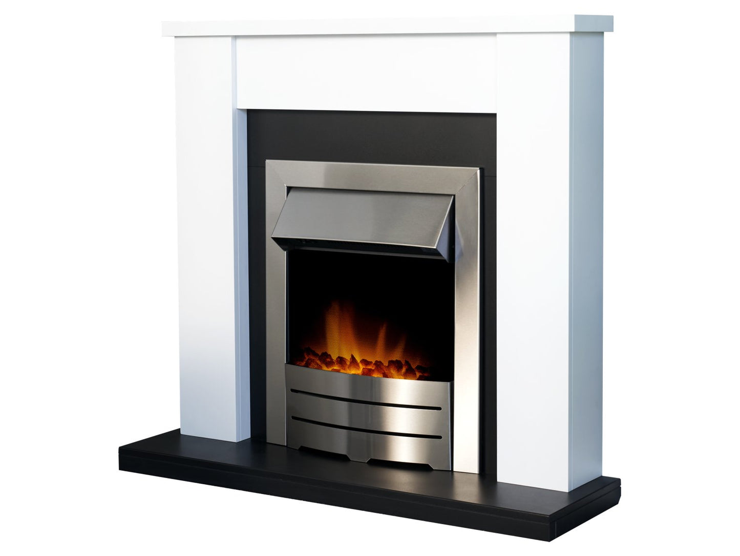 Adam Solus Fireplace Suite Black and White + Colorado Electric Fire Brushed Steel, 39"
