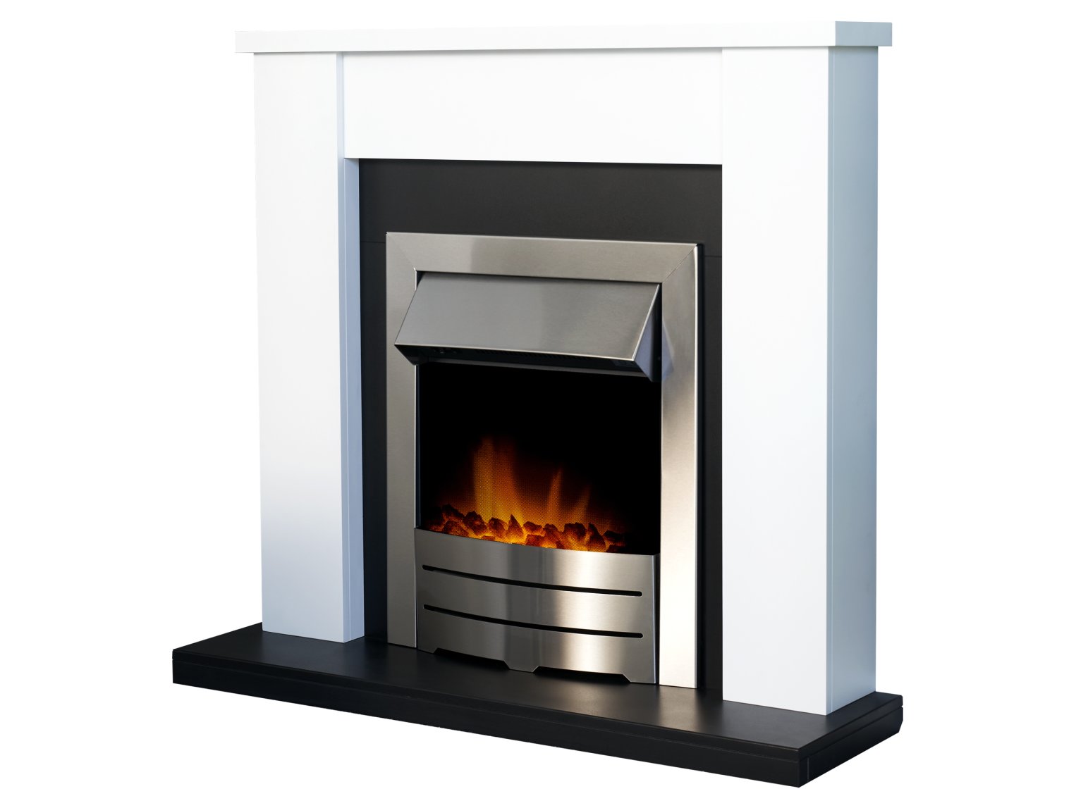 Adam Solus Fireplace Suite Black and White + Colorado Electric Fire Brushed Steel, 39"