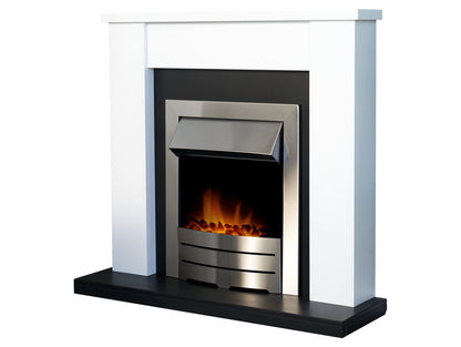Adam Solus Fireplace Suite Black and White + Colorado Electric Fire Brushed Steel, 39"