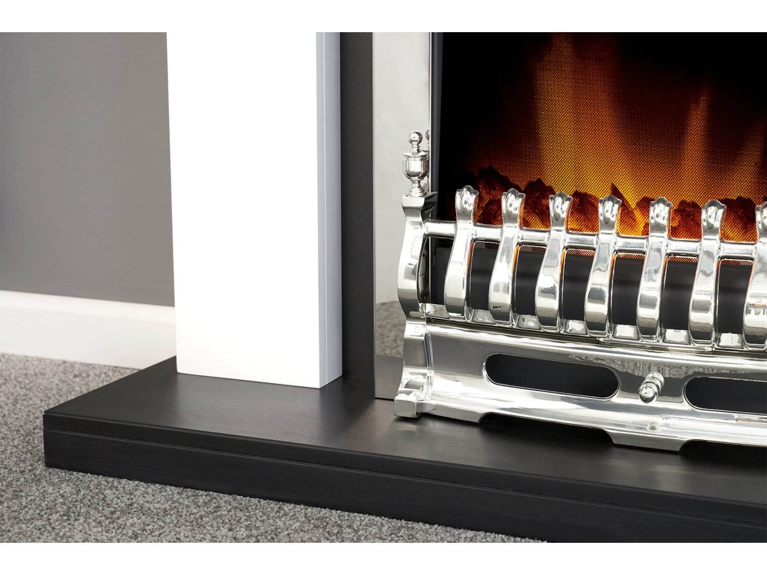 Adam Solus Fireplace Suite Black and White + Blenheim Electric Fire Chrome, 39"