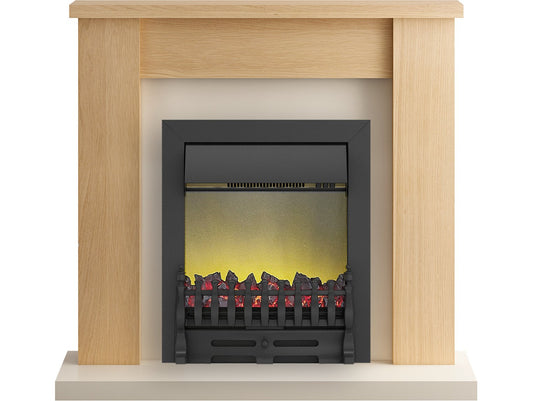 Adam Solus Fireplace Suite in Oak with Blenheim Electric Fire in Black, 39 Inch
