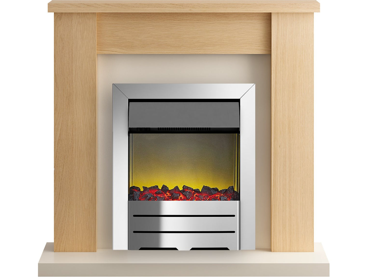 Adam Solus Fireplace Suite in Oak with Colorado Electric Fire in Chrome, 39 Inch