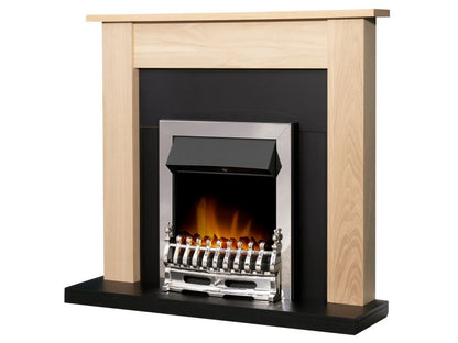 Adam Southwold Fireplace Oak & Black + Blenheim Electric Fire Chrome, 43"