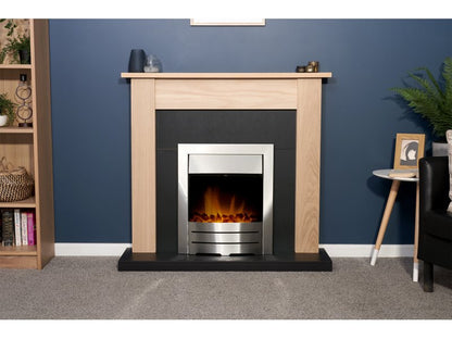 Adam Southwold Fireplace Oak & Black + Colorado Electric Fire Brushed Steel, 43"