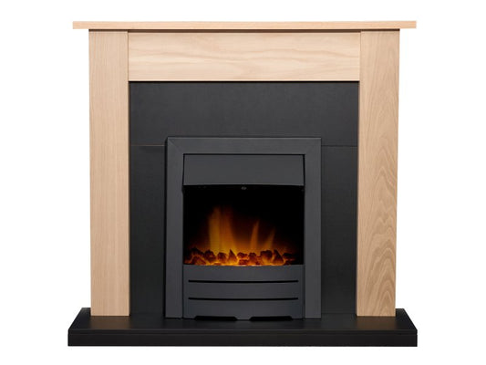 Adam Southwold Fireplace Oak & Black + Colorado Electric Fire Black, 43"