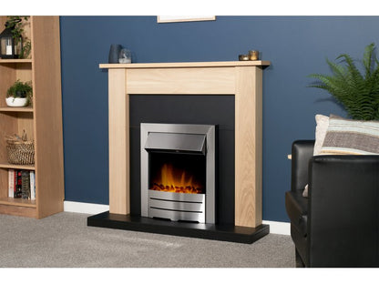 Adam Southwold Fireplace Oak & Black + Colorado Electric Fire Brushed Steel, 43"