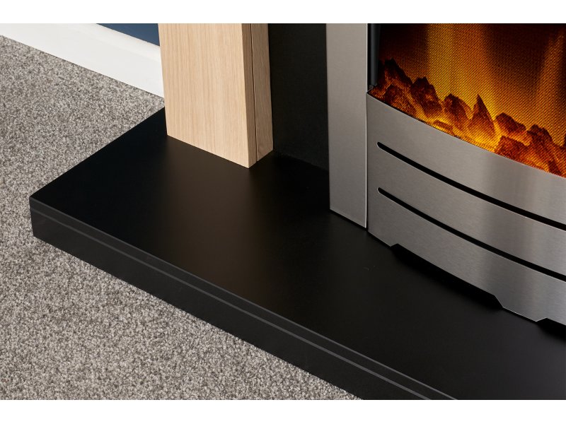 Adam Southwold Fireplace Oak & Black + Colorado Electric Fire Brushed Steel, 43"