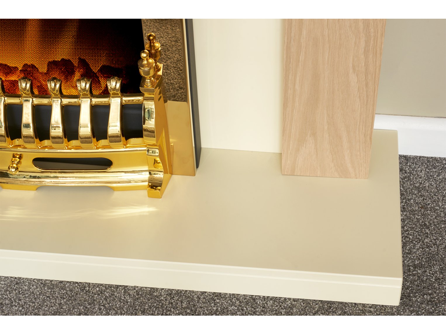 Adam Southwold Fireplace Oak & Cream + Blenheim Electric Fire Brass, 43"