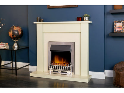 Adam Sutton Fireplace Cream & Black/Cream + Blenheim Electric Fire Chrome, 43"