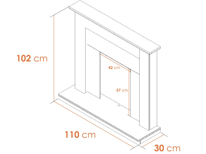 Adam Sutton Fireplace in Pure White & Black, 43 Inch