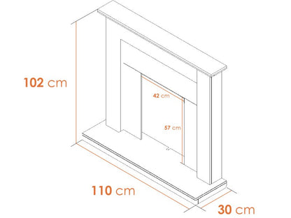 Adam Sutton Fireplace in Pure White & Black, 43 Inch