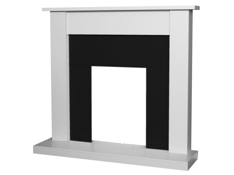 Adam Sutton Fireplace in Pure White & Black, 43 Inch