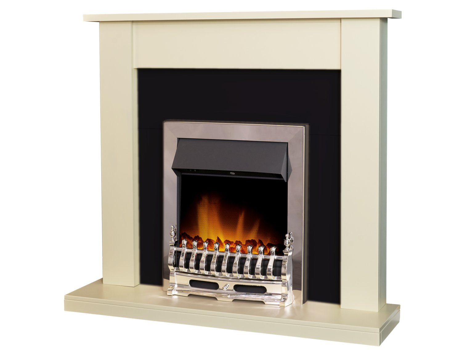 Adam Sutton Fireplace Cream & Black/Cream + Blenheim Electric Fire Chrome, 43"