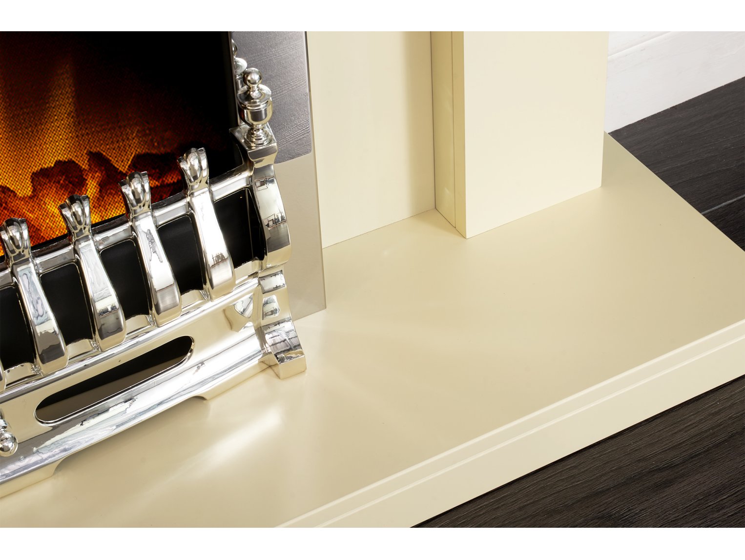 Adam Sutton Fireplace Cream & Black/Cream + Blenheim Electric Fire Chrome, 43"