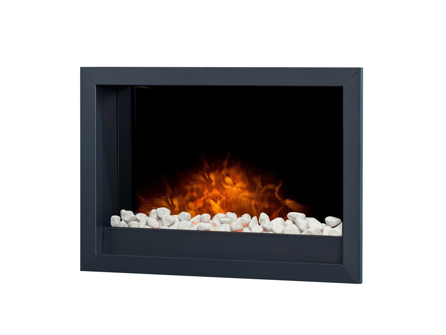 Adam Toronto Electric Wall Inset Fire + Pebbles & Remote Control Black