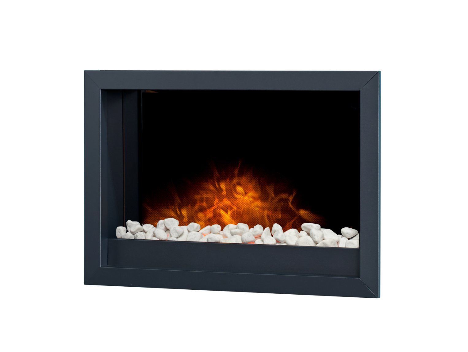 Adam Toronto Electric Wall Inset Fire + Pebbles & Remote Control Black