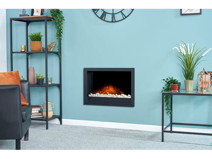Adam Toronto Electric Wall Inset Fire + Pebbles & Remote Control Black