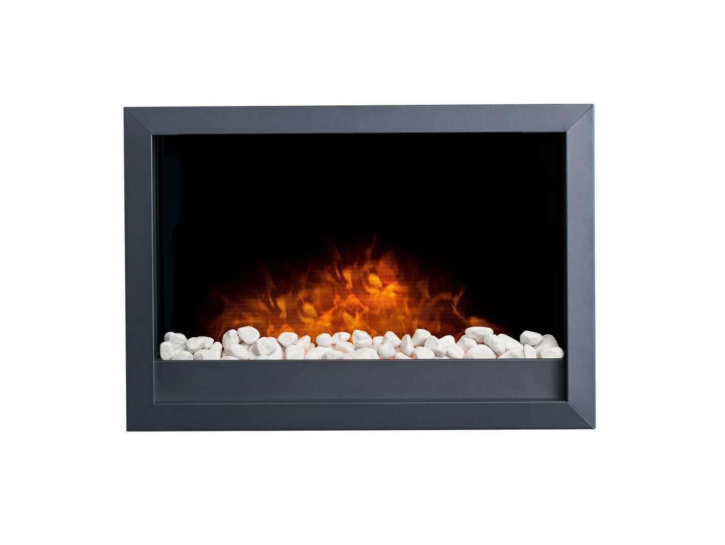 Adam Toronto Electric Wall Inset Fire with Pebbles & Remote Control in Black