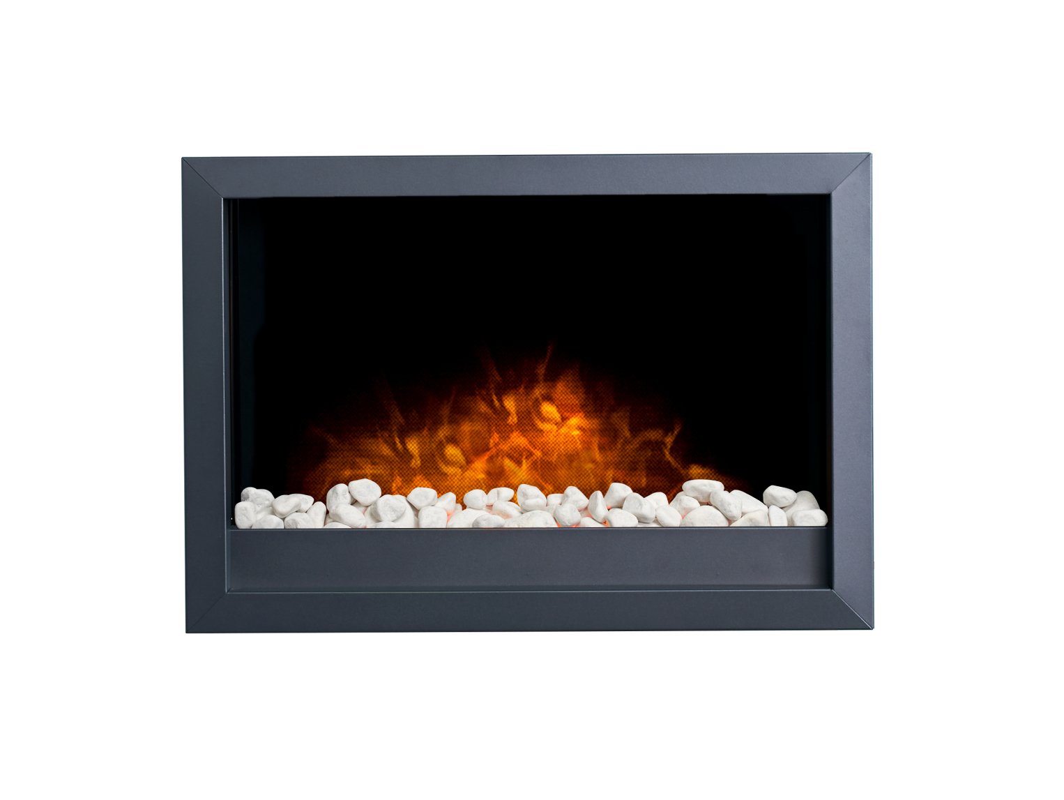 Adam Toronto Electric Wall Inset Fire with Pebbles & Remote Control in Black