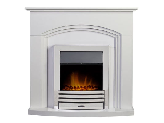 Adam Truro Fireplace Suite Pure White + Eclipse Electric Fire Chrome, 41"