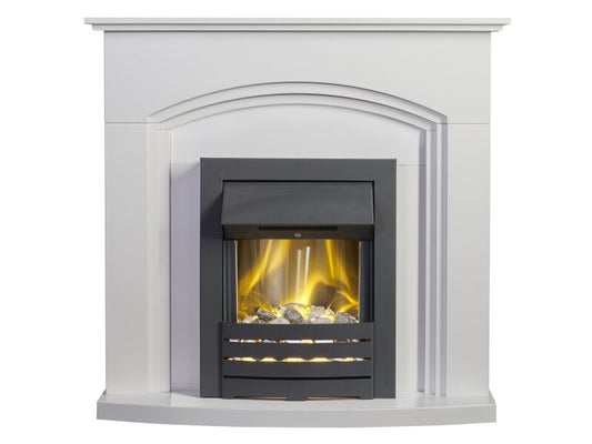 Adam Truro Fireplace Suite Pure White + Helios Electric Fire Black,  41"