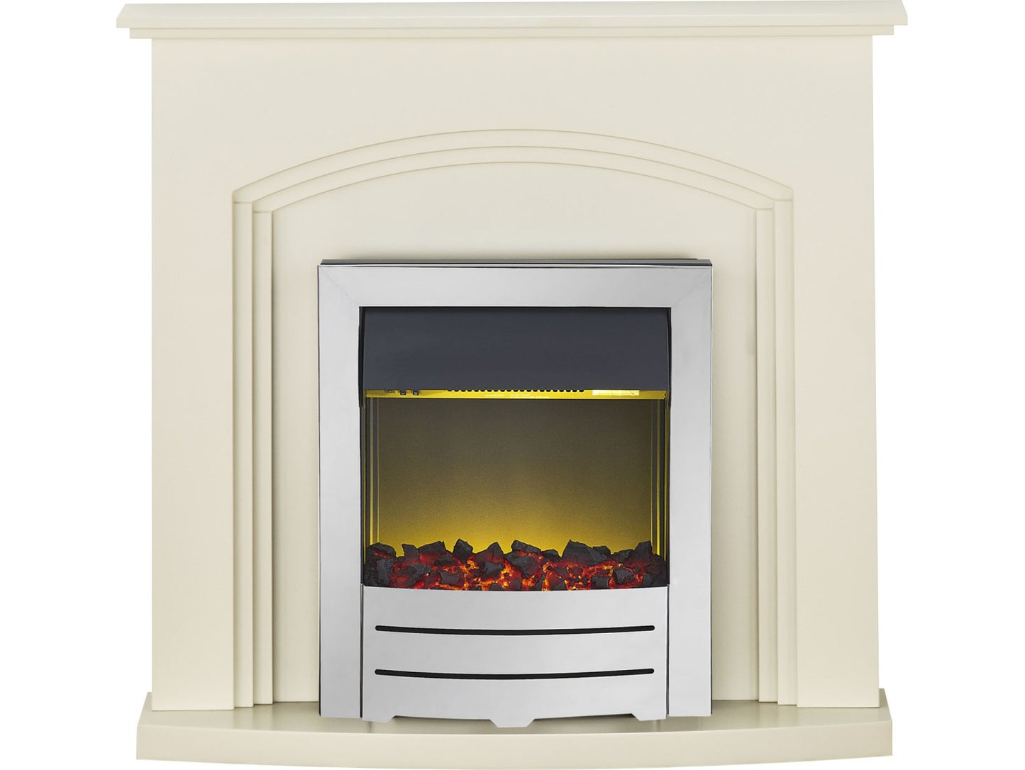 Adam Truro Fireplace Suite in Cream with Colorado Electric Fire in Chrome,  41 Inch